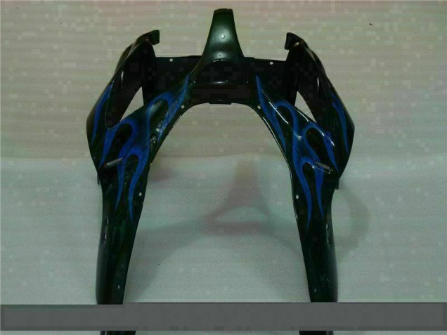Carenagem Moto ZX6R 2000-2002 - Preto & Azul Chama Carenagem Moto ZX6R 2000-2002 - Preto & Azul Chama