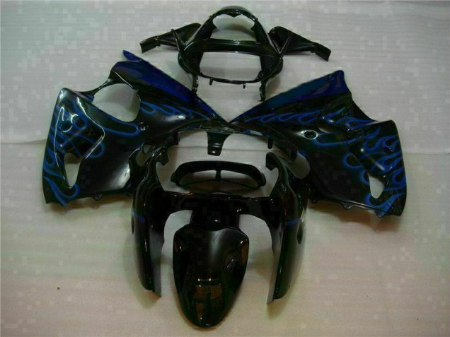 Carenagem Moto ZX6R 2000-2002 - Preto & Azul Chama Carenagem Moto ZX6R 2000-2002 - Preto & Azul Chama