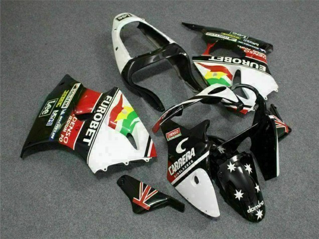 Carenagem Moto ZX6R 2000-2002 - Preto Branco Eurobet
