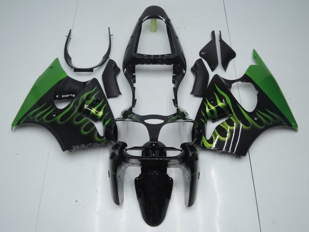 Carenagem Moto ZX6R 2000-2002 - Preto & Verde Chama Carenagem Moto ZX6R 2000-2002 - Preto & Verde Chama