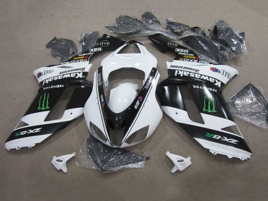 Carenagem Moto ZX6R 2007-2008 - Preto Branco Monster