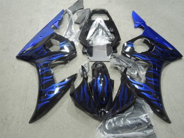 Carroçaria Moto R6 2003-2005 - Preto Azul Chama