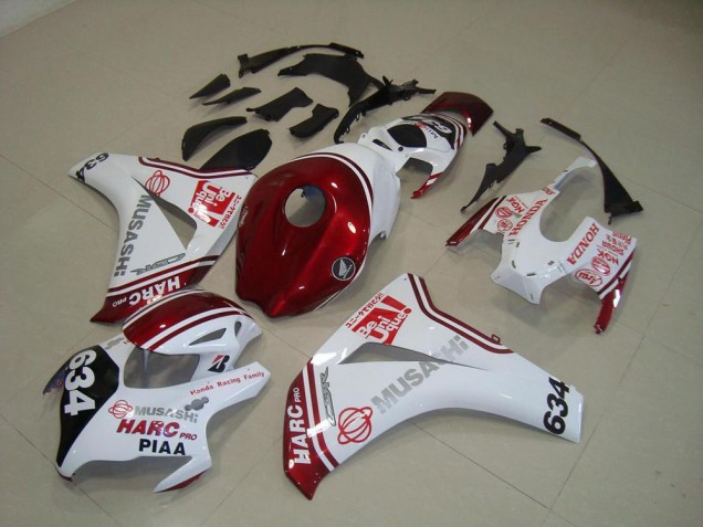 Kit Carenagem Moto CBR 1000RR 2008-2011 - Branco Vermelho HARC Pro PIAA 634