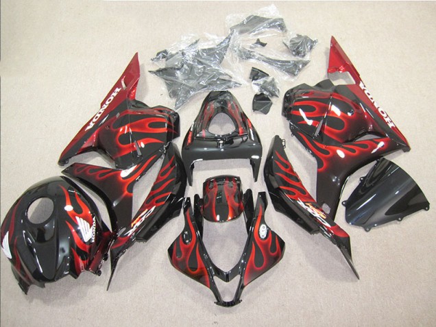 Kit Carenagem Moto CBR 600RR 2009-2012 - Preto Vermelho Chama