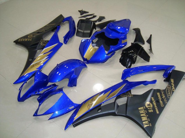 Kits Carenagem Moto R6 2006-2007 - Preto Azul & Ouro Adesivo