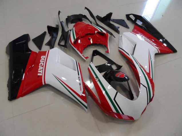 Kits Completo Carenagem Moto Ducati 848 1098 1198 2007-2014 - Vermelho Branco