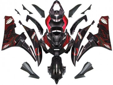 Kits Completo Carenagem Moto R6 2006-2007 - Preto Vermelho Chama