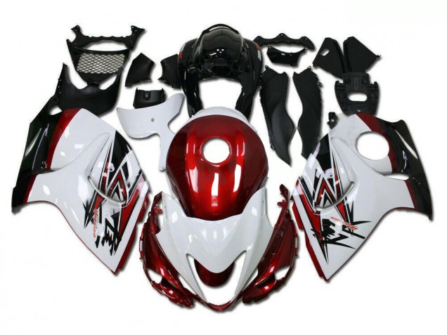Moto Plástico GSXR 1300 Hayabusa 2008-2019 - Branco Vermelho