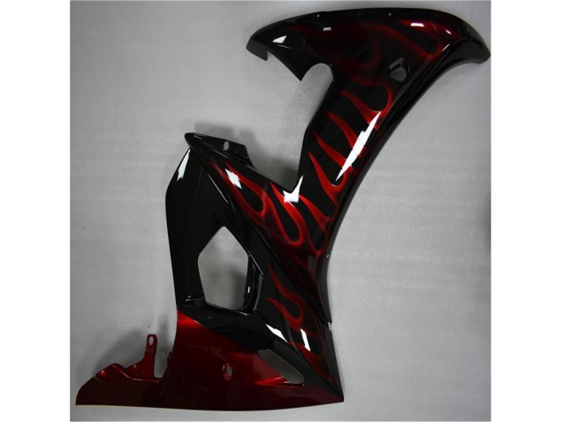 Moto Plástico R6 2003-2005 - Preto Vermelho Chama Moto Plástico R6 2003-2005 - Preto Vermelho Chama