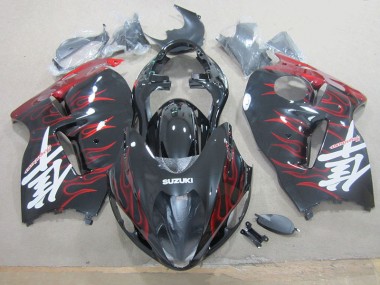 Moto Plásticos GSXR 1300 Hayabusa 1996-2007 - Preto Vermelho Chama